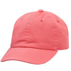falari kids boy girl baseball cap hat washed low profile 100% cotton soft lightweight adjustable size (2-5 years, coral)