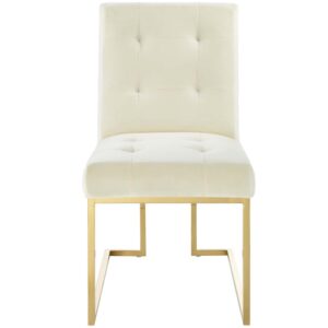 Modway Privy Performance Velvet Gold Stainless Steel Dining Chair in Gold Ivory