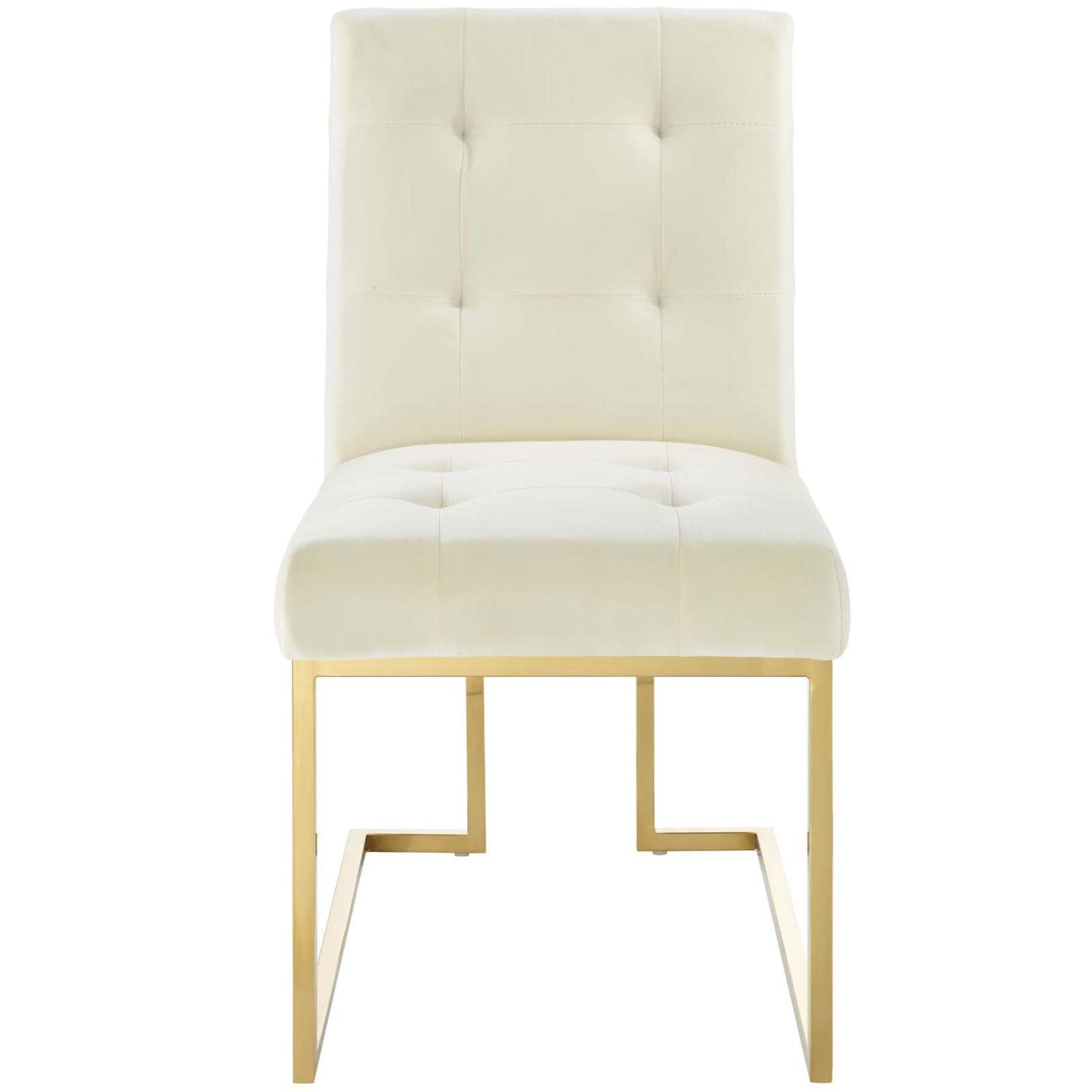 Modway Privy Performance Velvet Gold Stainless Steel Dining Chair in Gold Ivory