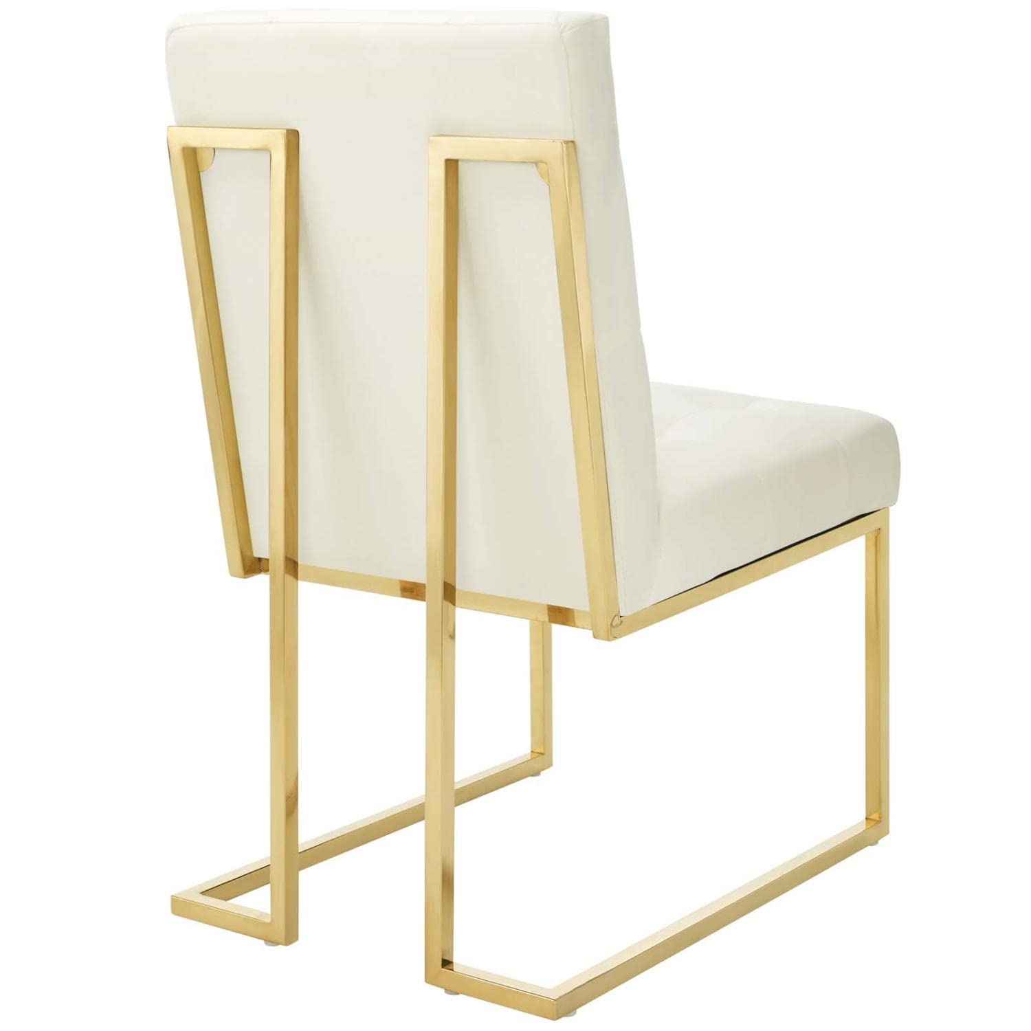 Modway Privy Performance Velvet Gold Stainless Steel Dining Chair in Gold Ivory