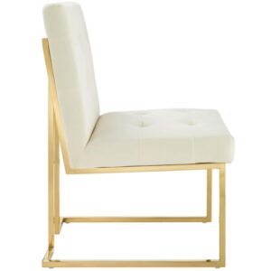 Modway Privy Performance Velvet Gold Stainless Steel Dining Chair in Gold Ivory