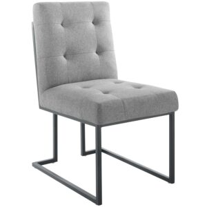 modway privy upholstered fabric black stainless steel dining chair in black light gray