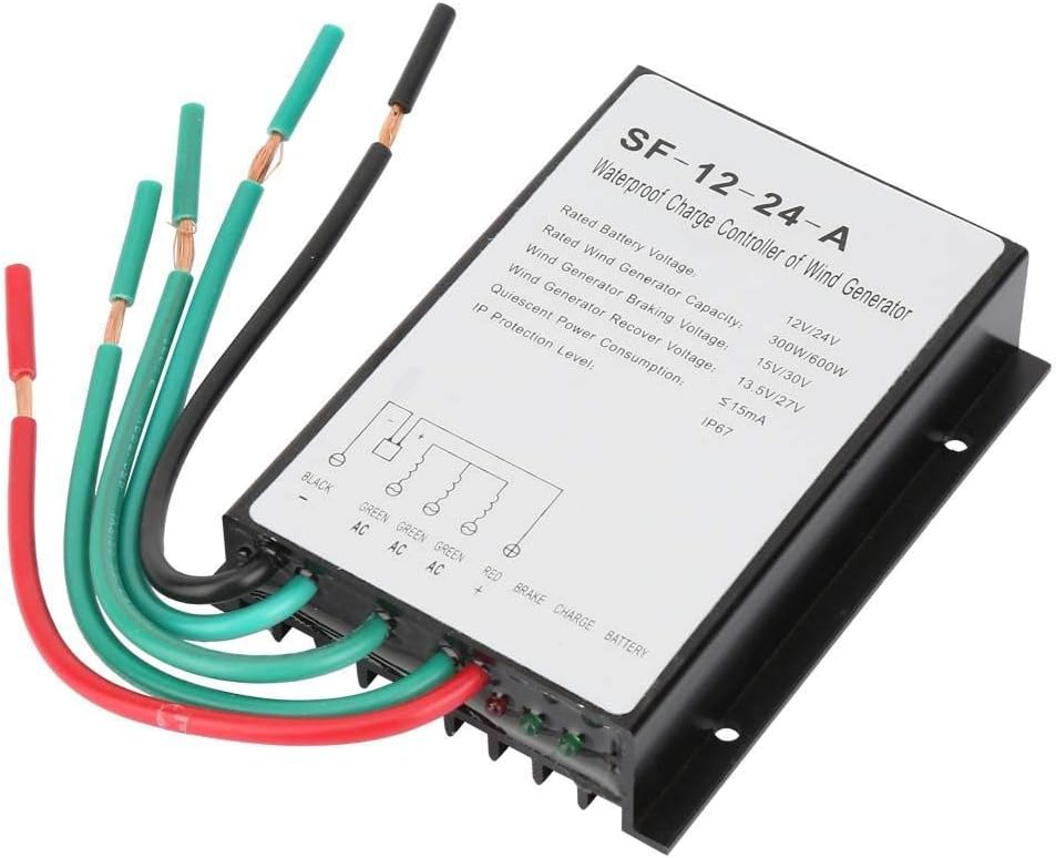 Wind Controller,12V/24V 300W/600W Waterproof Wind Turbine Generator Controller Regulator