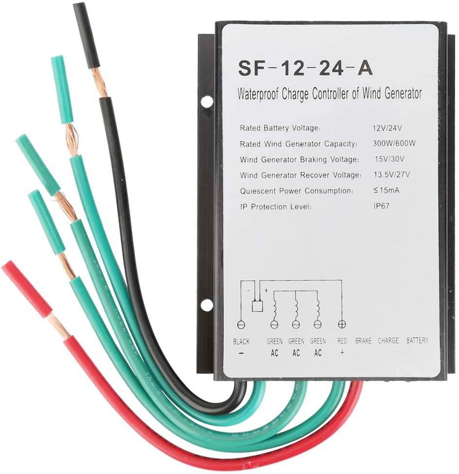 Wind Controller,12V/24V 300W/600W Waterproof Wind Turbine Generator Controller Regulator