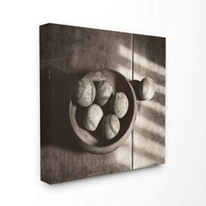 stupell industries vintage black and white baseballs in bowl, design by artist jadei graphics wall art, 30 x 1.5 x 30, canvas