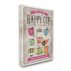 stupell industries happy cup vintage comic book design canvas, multi-color