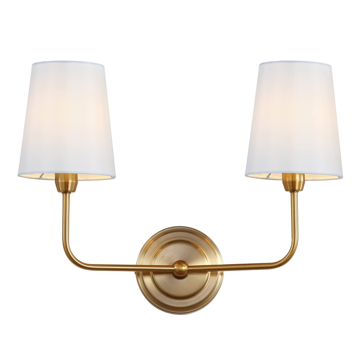 Safavieh SCN4015A Ezra Brass Gold 2-Light Wall (LED Bulbs Included) Sconce, White