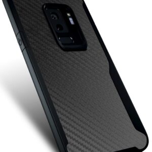 Carbon Fiber Pattern Slim Case Compatible with Samsung Galaxy S9 Plus, Shockproof 10ft. Drop Tested, Wireless Charging Compatible - Black