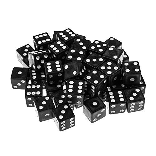 Handy Basics 100 Pack Standard Game Dice 16mm (Black)