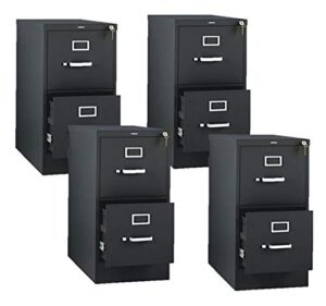 hon 2-drawer office filing cabinet - 310 series full-suspension letter file cabinet, 26.5" d, black (h312), case of 4