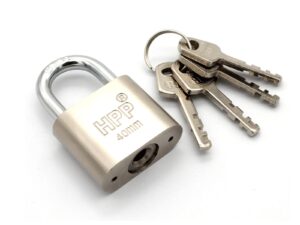 wanlian 40mm compact master lock with 4 keys, champagne gold