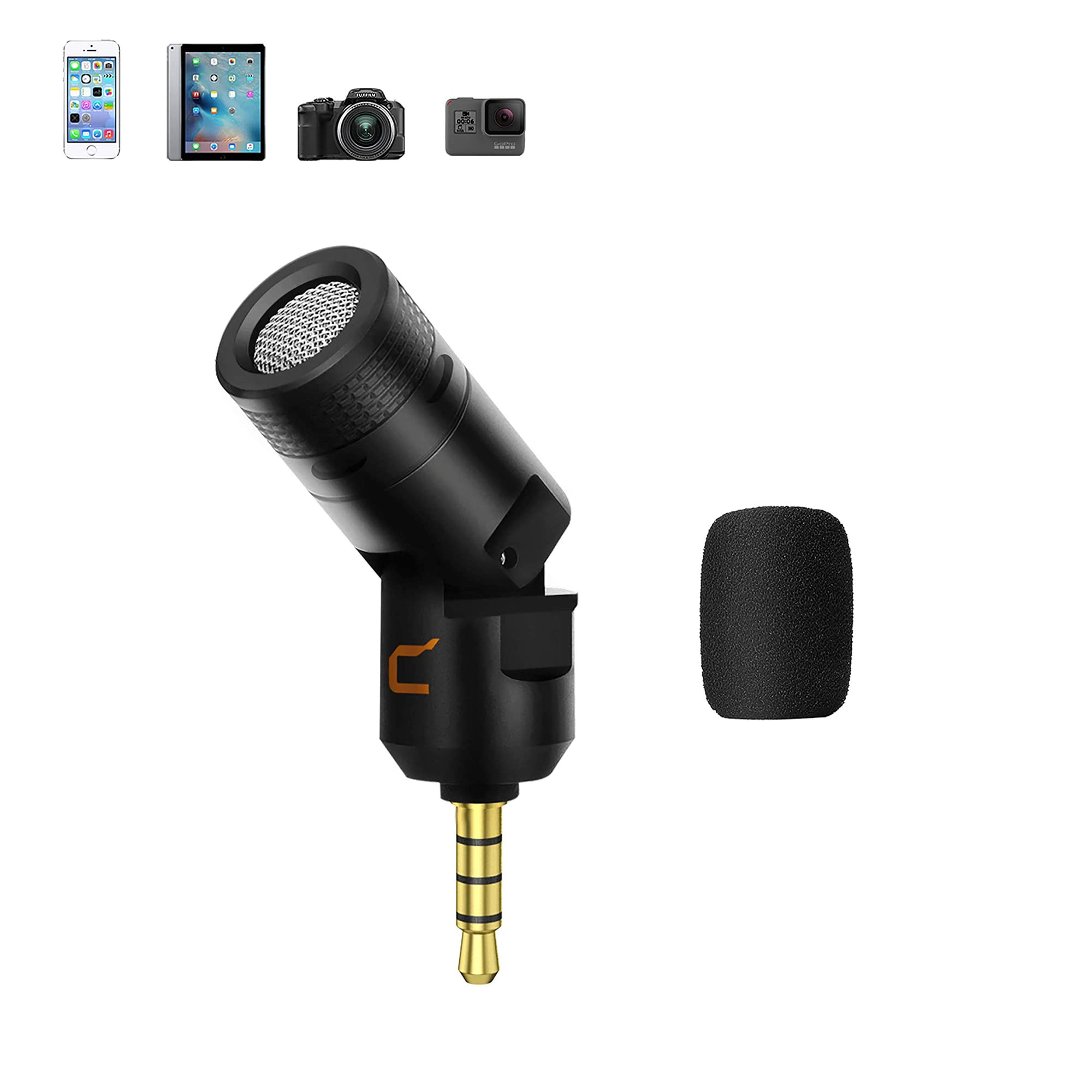 comica CVM-VS07 Mini Shotgun Microphone, 3.5mm TRRS Cardioid Condenser Mic with Excellent Shielding, Flexible Camera Mic for Smartphones, Tablet, Cameras, Gopro 7/8, Laptops and Wireless Mic System