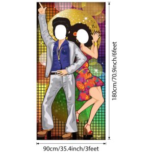 70's Dance Party Decoration- Photo Door Banner Backdrop Props, Large Photo Backdrop for 70's Theme Party Decor Disco Supplies with Ropes