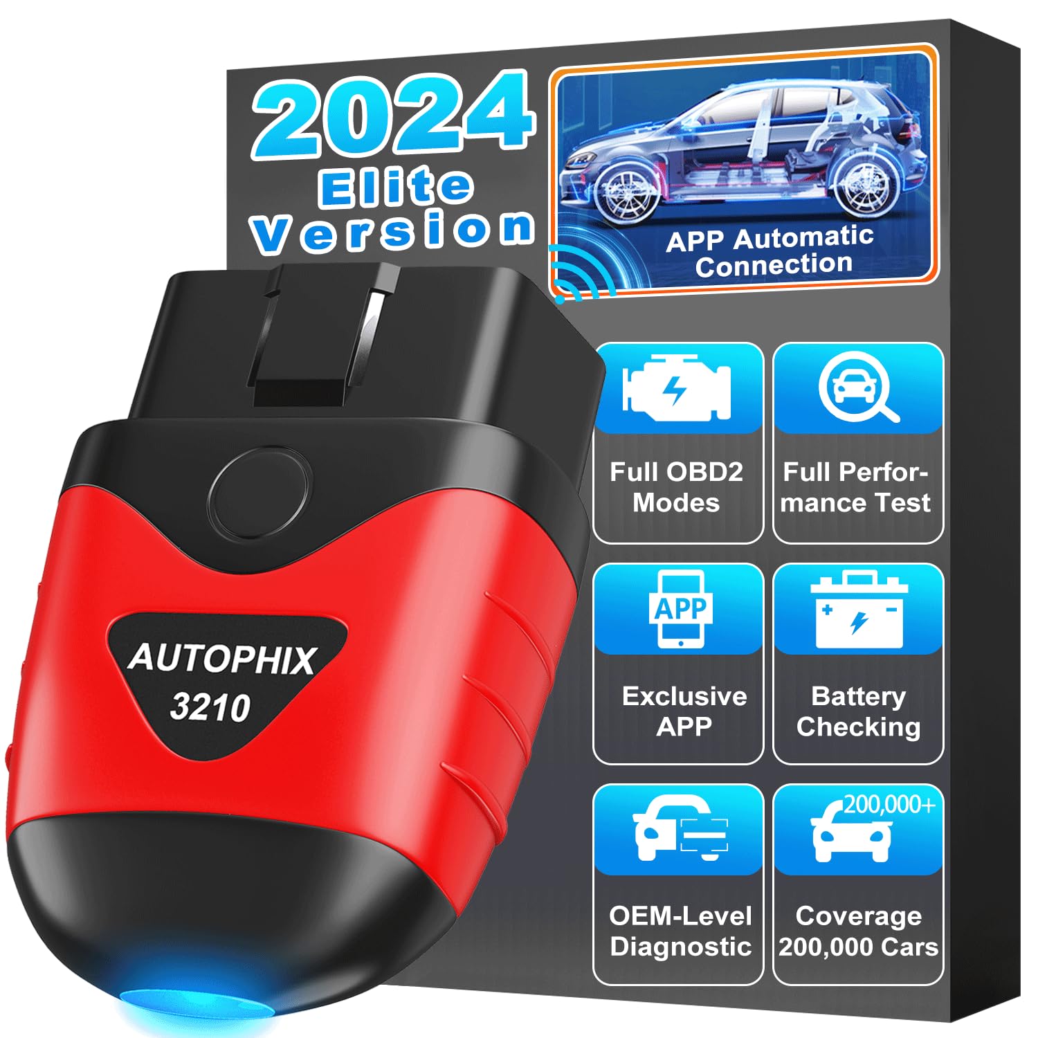 AUTOPHIX 3210 Bluetooth OBD2 Scanner Enhanced Wireless Car Code Readers Auto Scan Tools Diagnostic Scanner with Battery Performance Test Check Engine Light Exclusive APP for iPhone, iPad & Android