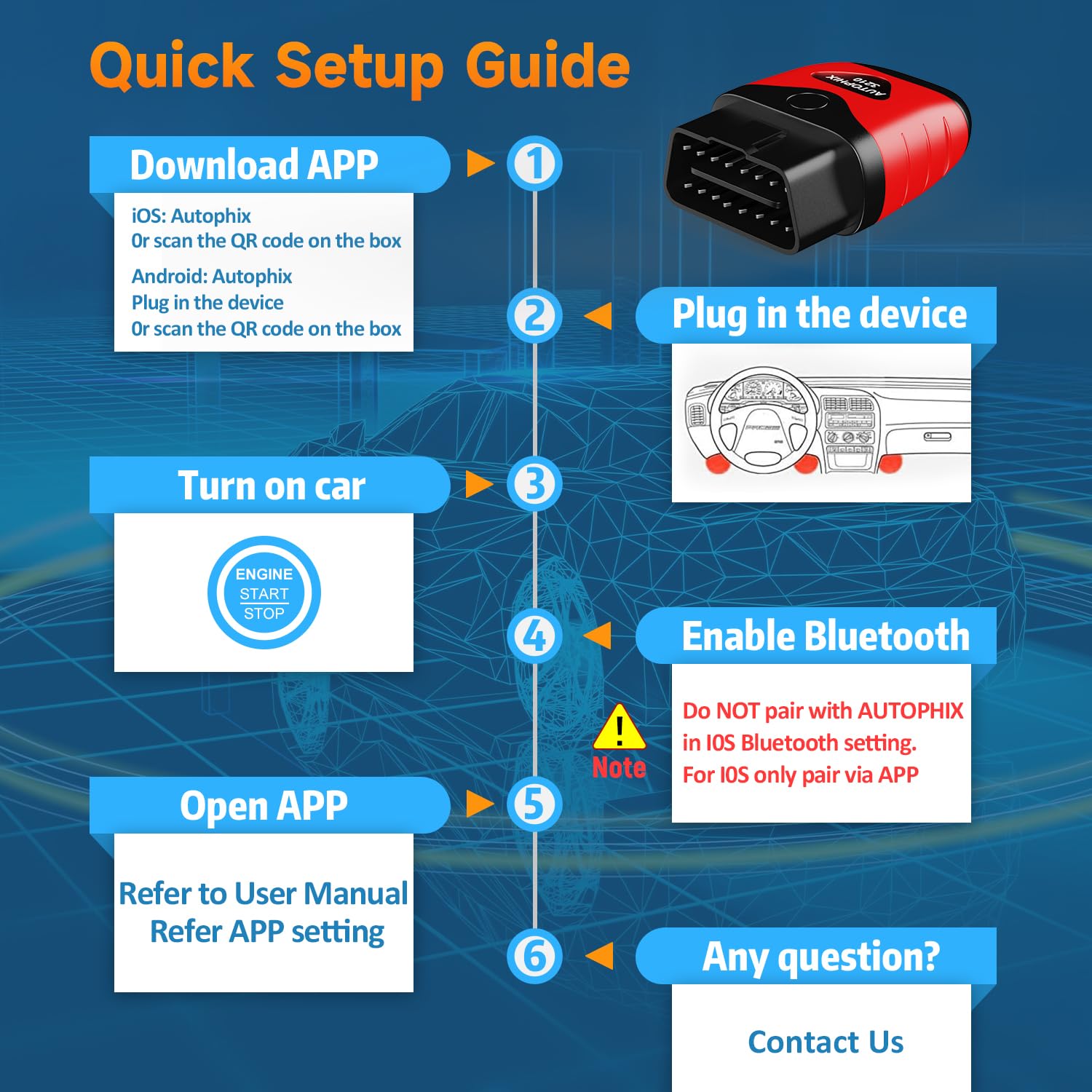 AUTOPHIX 3210 Bluetooth OBD2 Scanner Enhanced Wireless Car Code Readers Auto Scan Tools Diagnostic Scanner with Battery Performance Test Check Engine Light Exclusive APP for iPhone, iPad & Android