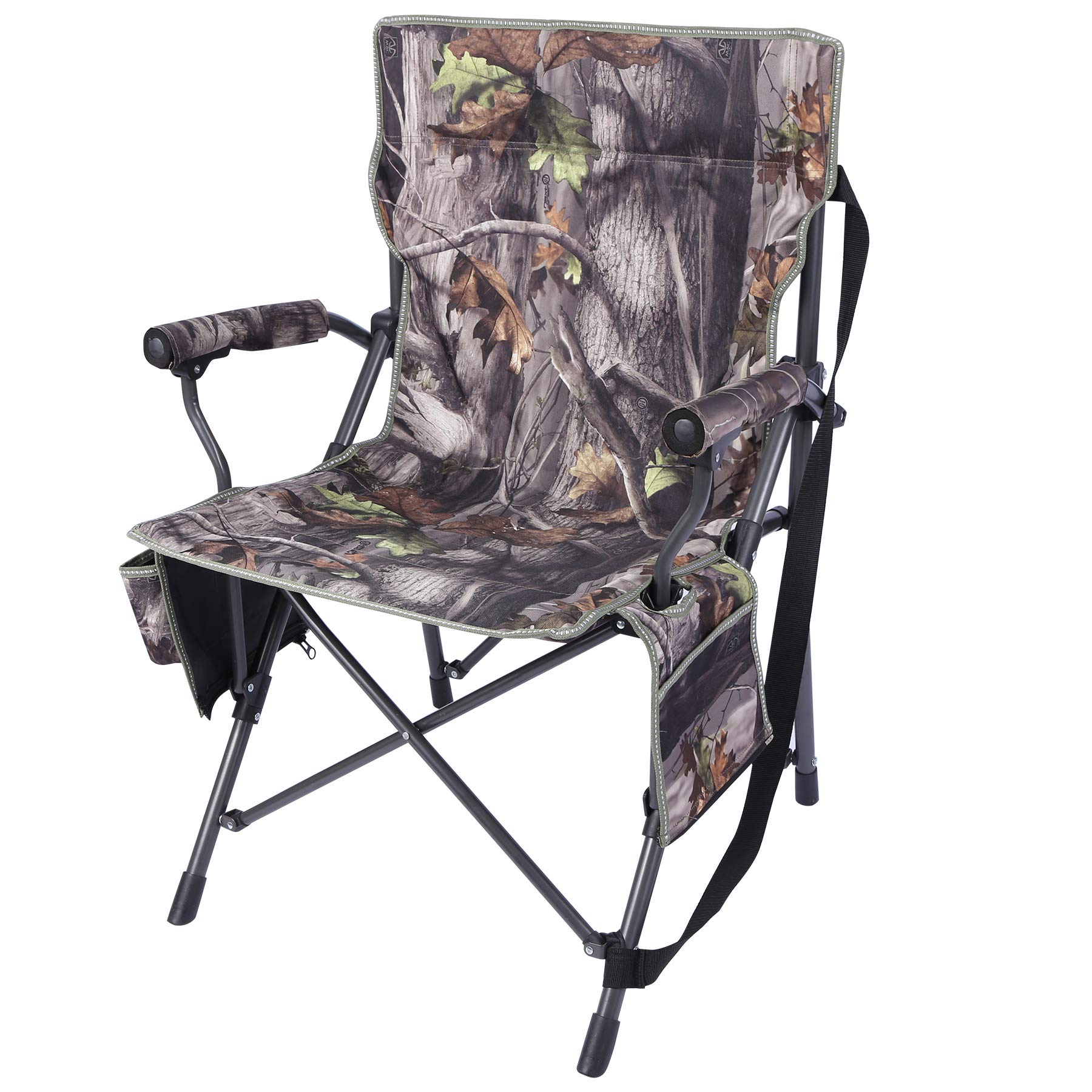 REDCAMP Oversized Hunting Chairs for Blinds, Portable Camping Chairs for Adults Heavy Duty, Hard Arms Folding Chairs for Outside Outdoor with Carry Bag, Camouflage