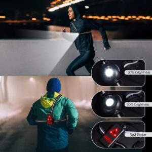 West Biking Christmas Gift Night Running Lights, USB Rechargeable Chest Light with 90° Adjustable Beam Angle, 500 Lumens Waterproof Ultra Bright SafetyLamp with Reflective Straps for Runner