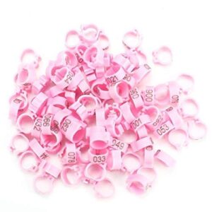 sheens 100pcs bag bird leg bands rings, plastic poultry leg bands durable clip on ring for small bird pigeon (pink)