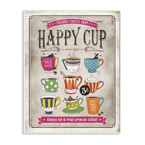 stupell industries happy cup vintage comic book design wall plaque, multi-color