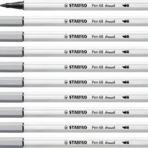 Premium Fibre-Tip Pen - STABILO Pen 68 brush Meduim Cold Grey Box of 10