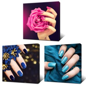 artsbay 3 pieces modern canvas wall art fashion woman beauty salon painting picture nail hand spa artwork makeup and manicure poster bedroom decor stretched ready to hang