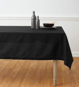 solino home black tablecloth – cotton linen hemstitch tablecloth 58 x 84 inch – machine washable rectangle table cloth for summer