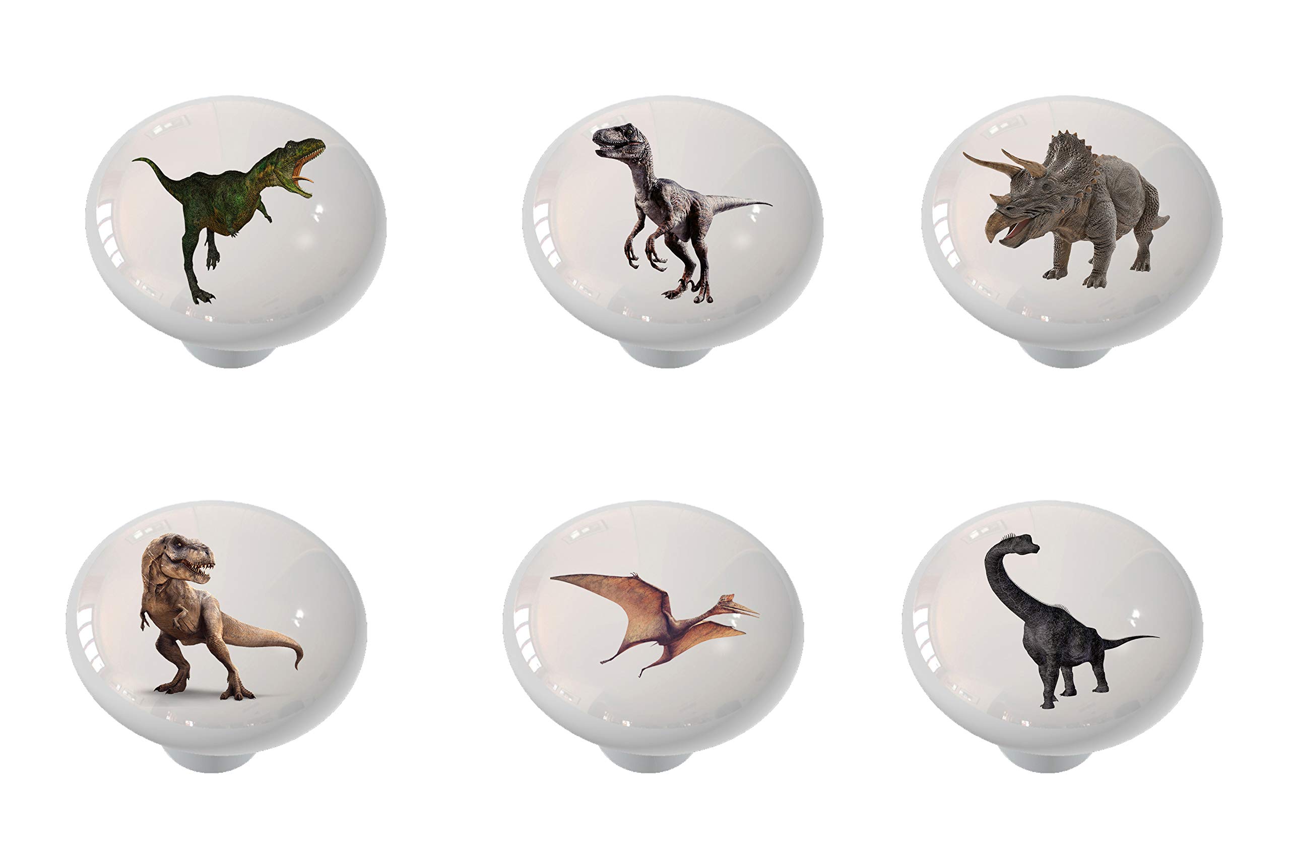 Gotham Decor Set of 6 Realistic Looking Dinosaurs Drawer/Cabinet Knobs