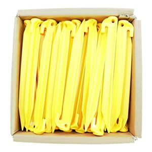 sgt knots large tent stakes - heavy duty camping stakes for tents - yellow canopy stakes, plastic tent garden stakes - professional grade stakes for hiking, gardening, backpacking i 9 inch, 50 packs