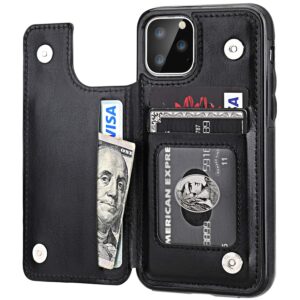 iphone 11 pro wallet case with card holder,ot onetop pu leather kickstand card slots case,double magnetic clasp and durable shockproof cover for iphone 11 pro 5.8 inch(black)