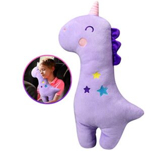 farochy unicorn seat belt pillow kids cover, vehicle shoulder pads, car seatbelt cushion for kids, strap pillows animal travel (purple)