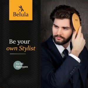 Belula Boar Bristle Hair Brush for Men Set.Styling Mens' Hair Brush with Nylon Pins. Boar Bristle Brush, 2 x Palm Brush, Wooden Comb & Travel Bag Included.