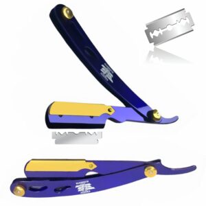 Professional Barbershop Purple Straight Edge Shaving Razor Folding Knife Blade