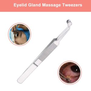 ZGORENDZ Premium Stainless Steel Arita Tauber Meibomian Gland Expressor Forceps Eyelid Massage Tweezers-Round Tip..