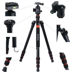 Tripod for Camera, 64" Camera Tripod Stand, DSLR Tripods & Monopods, Heavy Duty Travel Tripod for Binoculars Laser Level Spotting Scope Telescope, Professional Complete Tripod Units