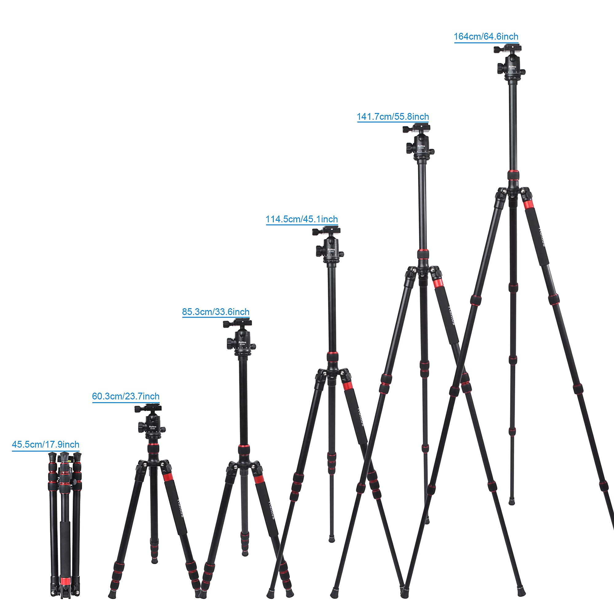 Tripod for Camera, 64" Camera Tripod Stand, DSLR Tripods & Monopods, Heavy Duty Travel Tripod for Binoculars Laser Level Spotting Scope Telescope, Professional Complete Tripod Units