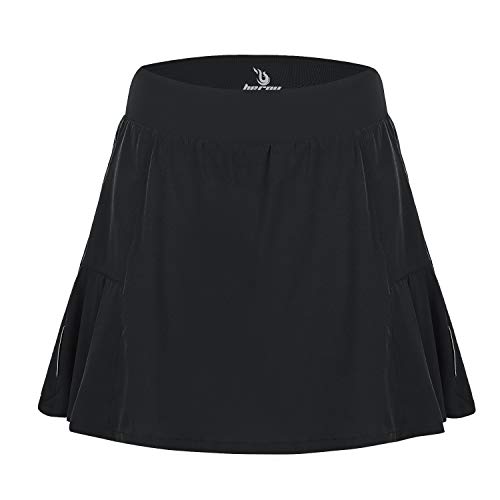 beroy Women Quick Dry and Breathable Cycling Skirt Shorts,Bike Skorts Pantskirt with 3D Padded(XL,Black)