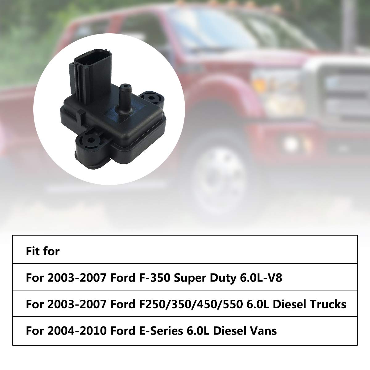 MAP Sensor Fit for Ford F250 F350 F450 F550 Super E-Series Duty Diesel 6.0L Trucks Vans, Manifold Absolute Pressure CX-1961 2L1A-9F479-AA 2L1A9F479AA 2L1Z-9F479-AA 2L1Z9F479AA