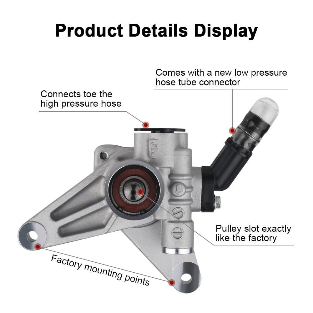 WMPHE Power Steering Pump Compatible with Honda Accord 3.0L V6-2003 2004 2005 2006 2007, Acura MDX 3.0L V6 2003 to 2006, Replacement for OEM 21-5349, 56110-RCA-A01, 56110-RDJ-A01