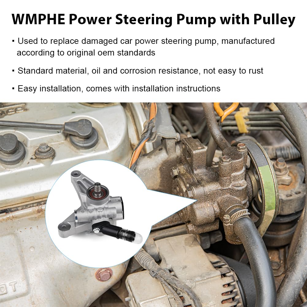 WMPHE Power Steering Pump Compatible with Honda Accord 3.0L V6-2003 2004 2005 2006 2007, Acura MDX 3.0L V6 2003 to 2006, Replacement for OEM 21-5349, 56110-RCA-A01, 56110-RDJ-A01