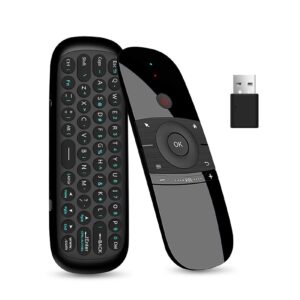 wechip w1 universal tv remote air mouse, wireless keyboard fly mouse 2.4ghz connection air remote keyboard mouse for android tv box/pc/smart tv/projector/htpc/all-in-one pc/tv (w1)