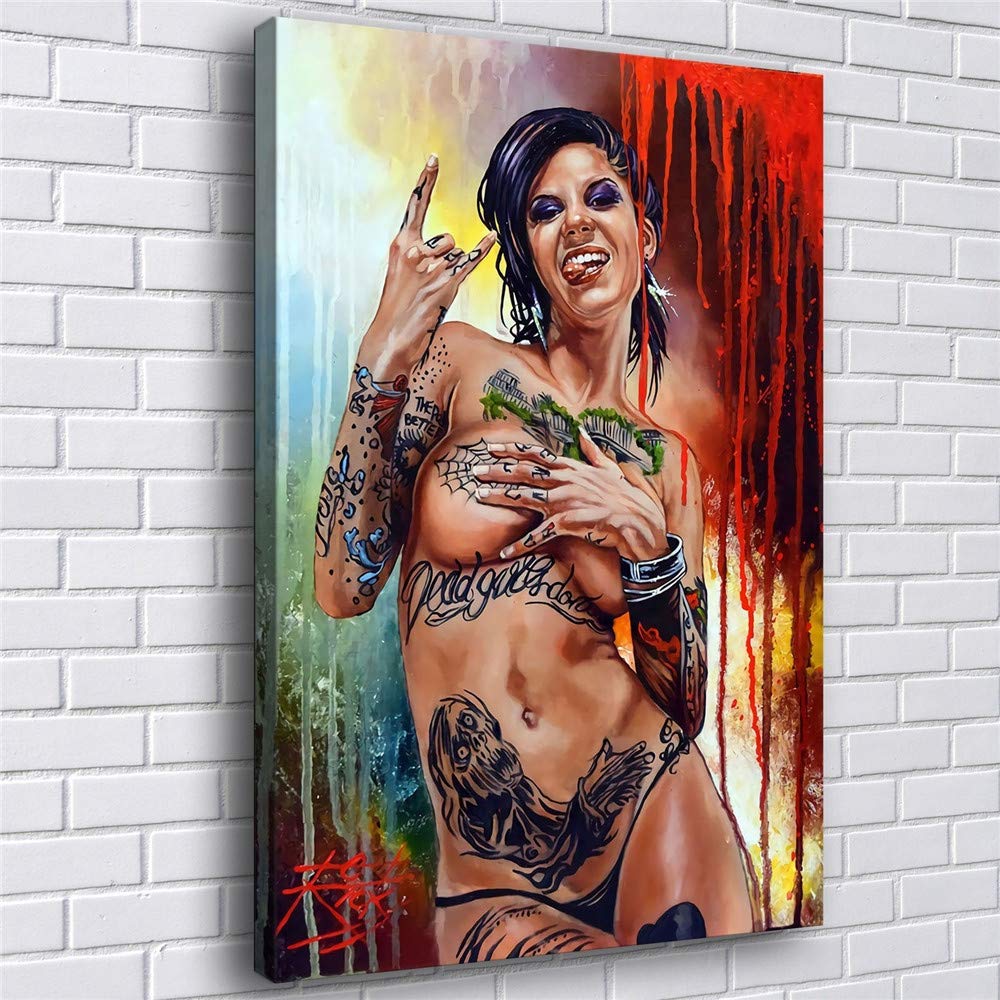 ESH7 Modern Hip-hop Tattoo Women Canvas Painting Hip Hop Girl Poster for Home Living Room Bedroom Wall Decor Art Painting