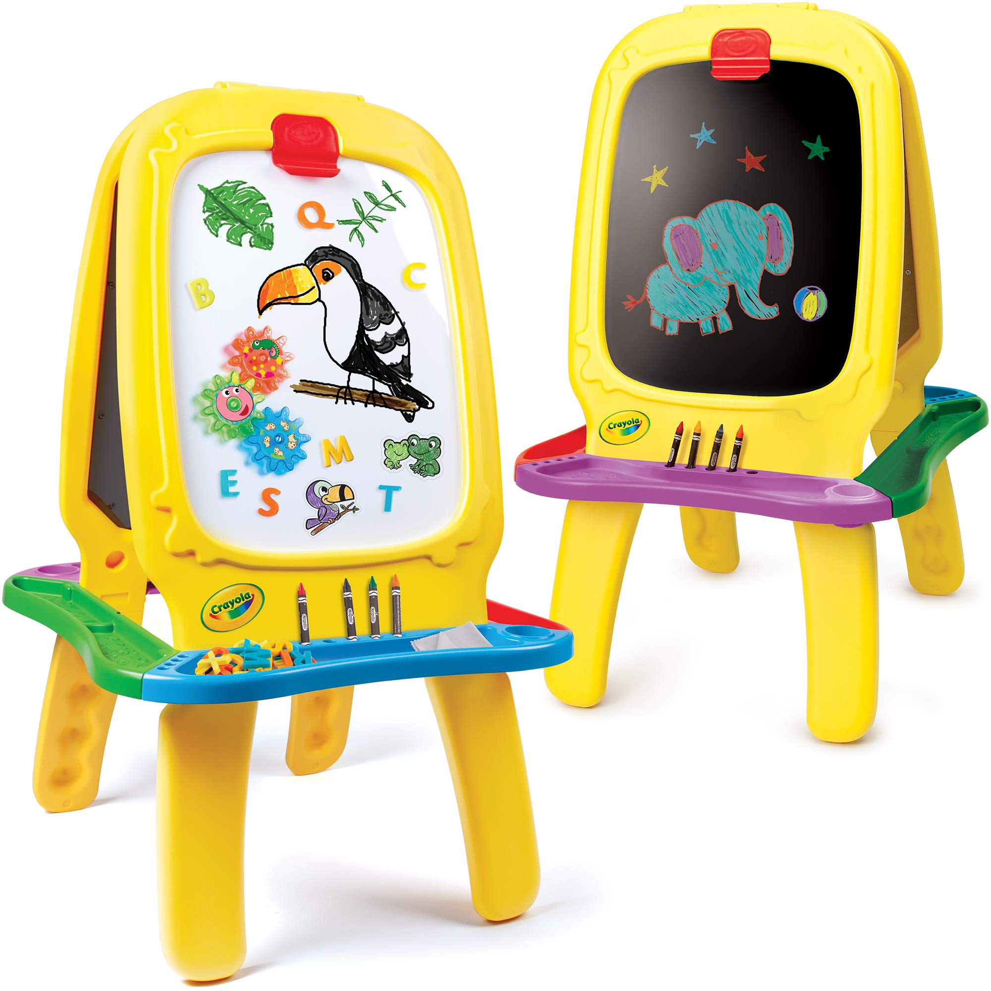 Crayola: Deluxe Magnetic Double-Sided Easel - Dry Erase Includes Crayons, Stickers, Magnet Letters & Gears, Ages 3+