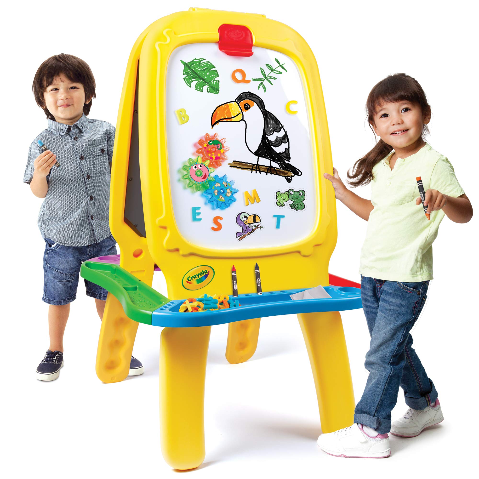 Crayola: Deluxe Magnetic Double-Sided Easel - Dry Erase Includes Crayons, Stickers, Magnet Letters & Gears, Ages 3+