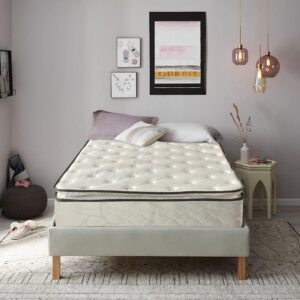 nutan 10-inch medium plush pillowtop innerspring mattress, full,beige