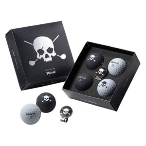 volvik vivid golf ball: skull edition 3.0 black/grey