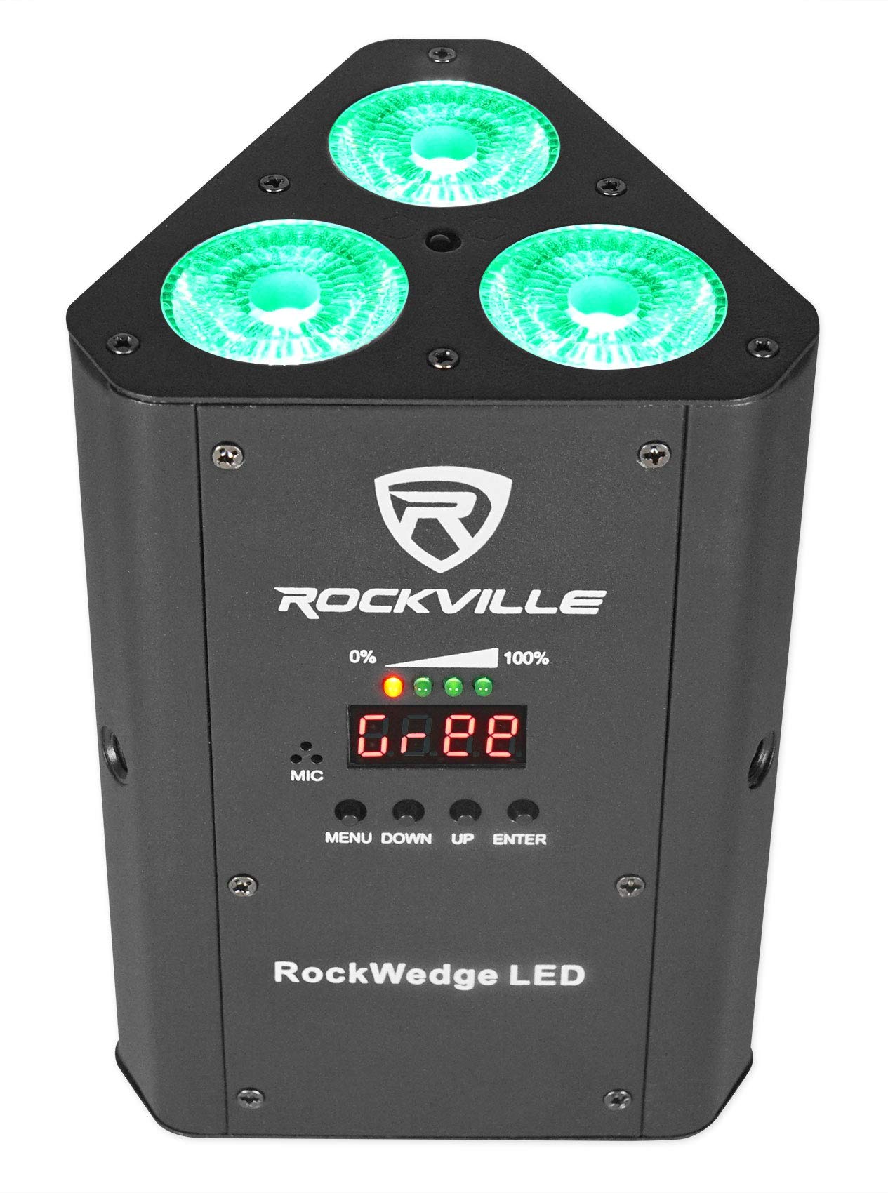 (2) Rockville RockWedge LED RGBWA+UV Rechargeable Wireless DMX DJ Par Up-Lights