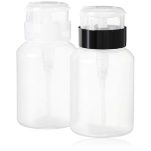 nail polish remover pump, yamyone 2 pack acetone pump dispenser, alcohol dispenser push down empty lockable pump dispenser bottle for nail polish and makeup remover, 200ml(6.8oz)