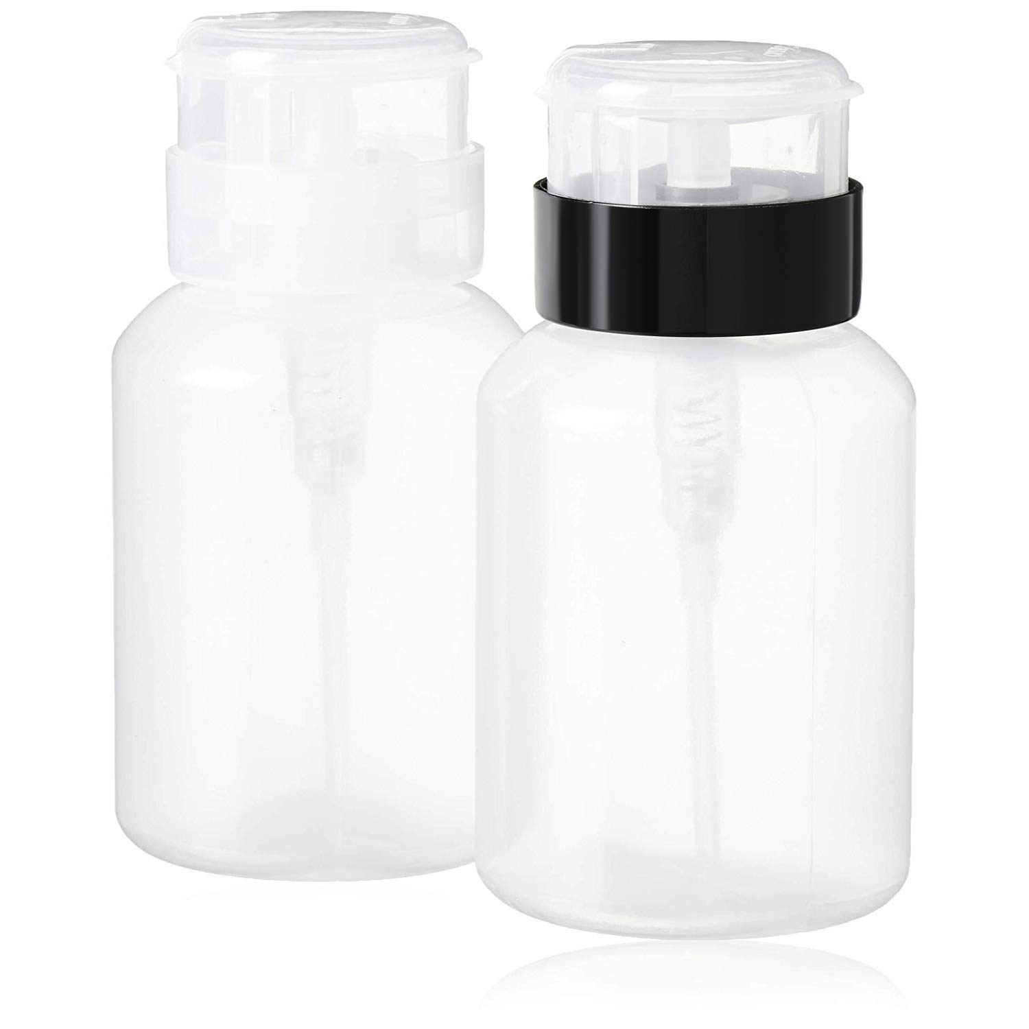 Nail Polish Remover Pump, YAMYONE 2 Pack Acetone Pump Dispenser, Alcohol Dispenser Push Down Empty Lockable Pump Dispenser Bottle for Nail Polish and Makeup Remover, 200ml(6.8oz)