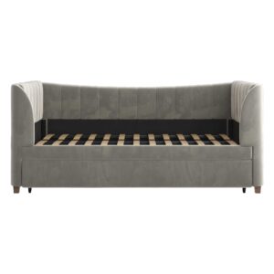 Little Seeds Valentina Upholstered Trundle, Twin Size, Gray Velvet Daybed