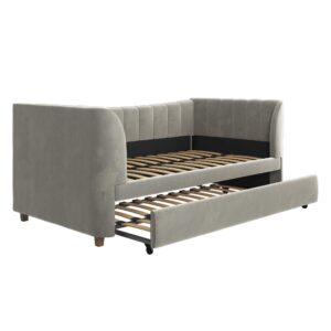 Little Seeds Valentina Upholstered Trundle, Twin Size, Gray Velvet Daybed